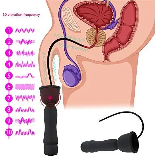 Urethral Stretching Training Vibrator, Silicone Dilator - Male Soft Urethra Vibrator, Level 10 Vibration, Silicone, Urinary Tract Toys