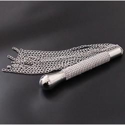 Romi SM BDSM Metal Diamond Handle Chain Whip Flogger Flirting Fantasy Fetish Hand Paddle Flirting Fantasy Sex Toys Fetish Hand Paddle Kinky Restraint Bondage Sex Role Play