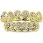 TOPGRILLZ 18K Plated Gold Grills Teeth Grillz for Men Women Iced Out Hip Hop Poker Diamond Top & Bottom Face Grills for Teeth Rapper Costume Cosplay