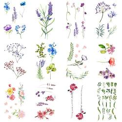 WYUEN 12 PCS/lot Flower Temporary Tattoo Sticker for Women Men Fake Tatoo Body Art Adult Waterproof Hand Stickers 9.8X6cm (FW12-04)