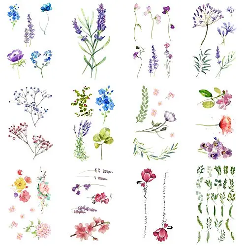 WYUEN 12 PCS/lot Flower Temporary Tattoo Sticker for Women Men Fake Tatoo Body Art Adult Waterproof Hand Stickers 9.8X6cm (FW12-04) WYUEN 12 PCS/lot Flower Temporary Tattoo Sticker for Women Men Fake Tatoo Body Art Adult Waterproof Hand Stickers 9.8X6cm (FW12-04)