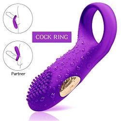 Cock Ring Vibrating Penis Ring Waterproof Rechargeable Couple Vibrator with 12-Speed Vibrations, Full Silicone Powerful Clitoris Stimulator Vibrators Adult Sex Toy by MELO (Purple)