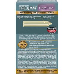 Trojan Condom Sensitivity Ultra Thin Spermicidal, 12 Count