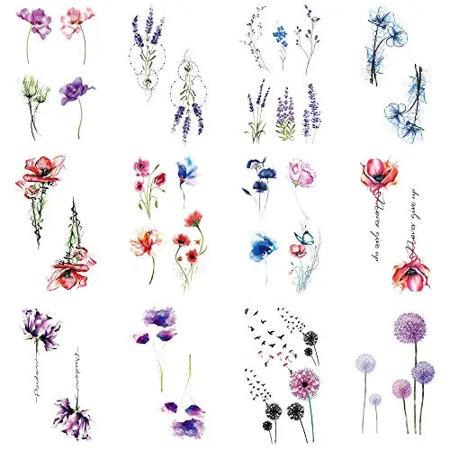 WYUEN 12 PCS/lot Flower Temporary Tattoo Sticker for Women Men Fake Tatoo Body Art Adult Waterproof Hand Stickers 9.8X6cm (FW12-44) WYUEN 12 PCS/lot Flower Temporary Tattoo Sticker for Women Men Fake Tatoo Body Art Adult Waterproof Hand Stickers 9.8X6cm (FW12-44)