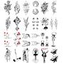 Ooopsiun 25 Sheets Waterproof Temporary Tattoos For Women Girls and Men, Black Temporary Tattoo Fake Tattoos Body Art Sticker Flower Whale Cat