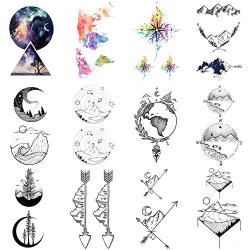 WYUEN 12 PCS/lot Mountain Temporary Tattoo Sticker for Women Men Fake Tatoo Body Art Adult Waterproof Stickers 9.8X6cm (FW12-08)