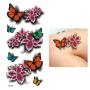 8 Sheets 3D Temporary Tattoo Sticker Butterfly Flower Design Body Chest Hand Art Decal Removable