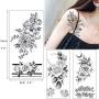 glaryyears 11 Sheets 24 Tattoos Black Flower Temporary Tattoos for Women, Realistic Henna Rose Fake Temporary Tattoo Stickers Waterproof on Wrist Arm Shoulder Body Art 3.5x7.5