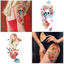 Yazhiji 15 sheets large Sexy waterproof Temporary Tattoos for Men Women Flowers Collection (19X9 CM)