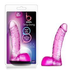 5.5" Realistic Translucent Beginner G Spot Stimulating Dildo - Small Curved Cock and Balls Dong - Sex Toy for Women - Sex Toy for Adults (Pink)