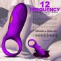 Cock Ring Vibrating Penis Ring Waterproof Rechargeable Couple Vibrator with 12-Speed Vibrations, Full Silicone Powerful Clitoris Stimulator Vibrators Adult Sex Toy by MELO (Purple)