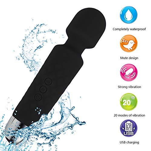 Wand Massager Wireless Handheld 8 Powerful Speeds 20 Modes Personal Portable Rechargeable Mini Magic Vibrating for Body Back Neck Shoulder