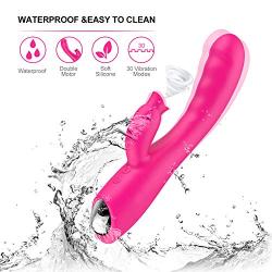 30-Speed Quiet Cordless Dual Motor USB Rechargable Soft Wireless Waterproof Víbràtòr for Deep Tissue Relax Tool Wand Vibartion (Color:Rose Red)