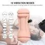 Vibrating Male Masturbator Cup, Oral & Pussy 2 in 1 Masturbation Toys with Moan for Man for Intense, Fovel Stimulator 3D Textured Pocket Stroker Suck Tongue Blow Job Male Sex Adult Realistic Vagina