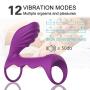 Vibrating Penis Ring-Massager Ring Dual G-spot Vibrator Cock Ring Set,Full Silicone Sex Toy Delay Spray Erection Ring for Men or Couple, Waterproof Vagina Clitoris Stimulator for Women(Purple)