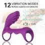 Vibrating Penis Ring-Massager Ring Dual G-spot Vibrator Cock Ring Set,Full Silicone Sex Toy Delay Spray Erection Ring for Men or Couple, Waterproof Vagina Clitoris Stimulator for Women(Purple)