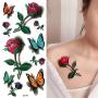 3D Colorful Butterfly Temporary Tattoos for Women - Rose Feather Animals Written Words Flowers Sexy Body Chest Back Shoulder Stickers Waterproofing (style 2)