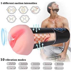 Masturbator Cup Masturbation Vibrating Male Masturbators, Treediride 2 in 1 3D Realistic Vagina Pussy Sex Toys with Oral Stimulation for Men
