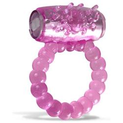 LeLuv Cock Ring Beaded Clitoris Tickler Disposable Vibrating Pink