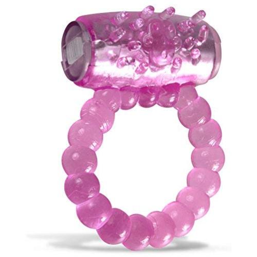 LeLuv Cock Ring Beaded Clitoris Tickler Disposable Vibrating Pink