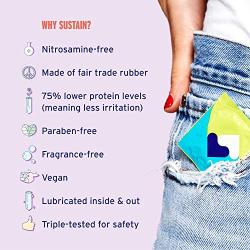 Sustain Natural Latex Condoms - Ultra Thin - FDA Cleared - Nitrosamine Free - Non GMO - Fair Trade - 10 Count