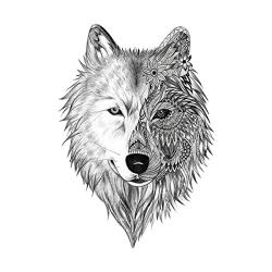 WYUEN 12 PCS/lot Wolf Temporary Tattoo Sticker for Women Men Fashion Body Art Adults Waterproof Hand Fake Tatoo 9.8X6cm FW12-01 (Wolf1)