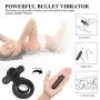Vibrating Penis Ring with Tongue, Male Cock Ring & Clitoral G-Spot Bullet Vibrator Clitoris Stimulators Powerful Sex Toys for Couple Prolong Sexual Pleasure Rechargeable (Black)