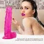 Realistic cute pink female 7.2 inch silicone Dîldɔ, suitable for beginners