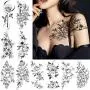 10 Sheets Large 3D Flower Temporary Tattoo, Rose Peony Petal Leaf Sketch Fake Tattoo Sticker for Women Lady Girls, Waterproof Body Art on Arm Shoulder Wrist Clavicle 10 Sheets Large 3D Flower Temporary Tattoo, Rose Peony Petal Leaf Sketch Fake Tattoo Sticker for Women Lady Girls, Waterproof Body Art on Arm Shoulder Wrist Clavicle