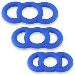 LeLuv Cock Rings EYRO Slippery Blue Silicone Erectile Dysfunction .6 Inch Through .75 Inch Unstretched Diameter 3 Pack Sampler