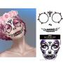 4 Pack Day Of The Dead Skull Temporary Rhinestone Temporary Face Tattoo,Face Stickers Gems Jewels for Halloween Festival Rave Party Outfit