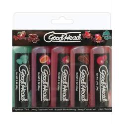 Doc Johnson GoodHead - Oral Delight Gel Variety Pack - Cherry, Mint, Cinnamon, Passion Fruit, Strawberry - 5 x 1 oz. (5 X 28 g)