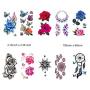 Flowers Temporary Tattoos Stickers, Roses, Butterflies and Multi-Colored Mixed Style Body Art Temporary Tattoos for Women, Girls or Kids