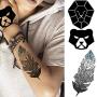 Yezunir 16 Sheets Geometric Cute Small Temporary Tattoos For Kids Arm Cranes Plane Anchor Maple Leaf Butterfly Heart Children Face Fake Tattoos Stickers Black Animals Star Line Art Waterproof Tatoos