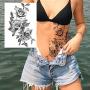 6 Sheets FANRUI Sexy Large Geometric Flowers Temporary Tattoos For Women Girls Triangle Rose Painting Big Peony Tatoos Paper Waterproof Arm Back Legs Camellia Floral Fake Tattoo Sticker Realistic