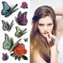 3D Colorful Butterfly Temporary Tattoos for Women - Rose Feather Animals Written Words Flowers Sexy Body Chest Back Shoulder Stickers Waterproofing (style 2) 3D Colorful Butterfly Temporary Tattoos for Women - Rose Feather Animals Written Words Flowers Sexy Body Chest Back Shoulder Stickers Waterproofing (style 2)