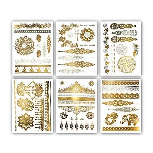 Terra Tattoos Temporary Henna Metallic Tattoos - Over 75 Mandala Tattoos (Gold) Terra Tattoos Temporary Henna Metallic Tattoos - Over 75 Mandala Tattoos (Gold)