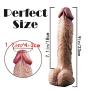9 Inch Realistic Dildo Dual Density Liquid Silicone Cock with Strong Suction Cup,Oixgirl Lifelike Penis Sex Toy Flexible Female G Spot Masturbation Toy with Curved Shaft and Balls