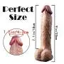 9 Inch Realistic Dildo Dual Density Liquid Silicone Cock with Strong Suction Cup,Oixgirl Lifelike Penis Sex Toy Flexible Female G Spot Masturbation Toy with Curved Shaft and Balls