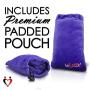 LeLuv Butt Plug Beginner 5 inch Glass Anal Toy Purple Bundle with Premium Padded Pouch