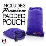 LeLuv Butt Plug Beginner 5 inch Glass Anal Toy Purple Bundle with Premium Padded Pouch