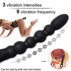 Vibrating Anal Beads Anal Vibrator, Greenpinecone Prostate Massager with Pull Ring, Anal Training Butt Plug with 2 Motors and 27 Stimulation Patterns, Rechargeable and Waterproof for Men Women Couple