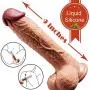 9 Inch Realistic Dildo Dual Density Liquid Silicone Cock with Strong Suction Cup,Oixgirl Lifelike Penis Sex Toy Flexible Female G Spot Masturbation Toy with Curved Shaft and Balls