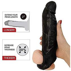 Black Color Wearable Male Rod Extension Enhancer Girth Extender Sleeve for Men