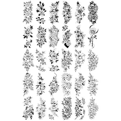 30 Pcs Flower Temporary Tattoo Sticker For Woman,Beautiful Floral Fake Tattoo 30 Pcs Flower Temporary Tattoo Sticker For Woman,Beautiful Floral Fake Tattoo