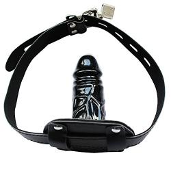 NewMaxer Lockable Realistic Penis Gag Mouth Gag Adjustable Strap SM Dildo Gag (Short)