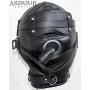 100 % Real Genuine Leather Bondage Mask Hood with Mouth Gag & Blindfold Bondage Restraint