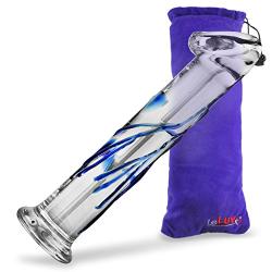 LeLuv Dildo 11.5 inch Glass Goliath Thick Huge Veiny Big Bundle with Premium Padded Pouch