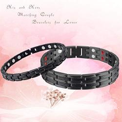 Men and Womens Titanium Magnetic Therapy Bracelet Energy Lover Couple Gift Bracelet 4 Element Pain Relief Matching Set