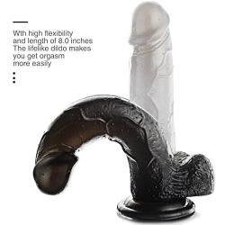 Yove Lifelike Realistic Dildo Adult Toy Black Dildo with Strong Suction Cup 8 and Diameter 1.77 Sex Toy for Women Gay